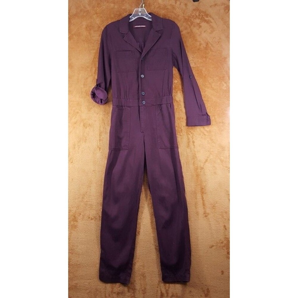 COMPTOIR DES COTONNIERS Jumpsuit Womens XXS Burgundy Button Up Utility